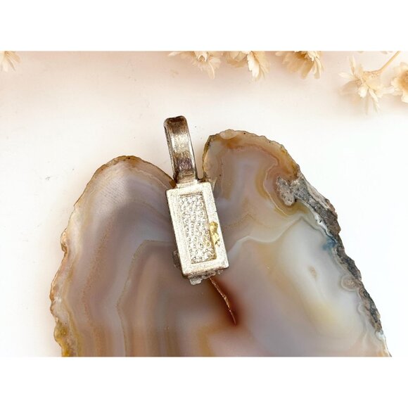 Polished Sliced Agate Geode Crystal Freeform Large Gold Toned Vintage Pendant - Picture 4 of 14
